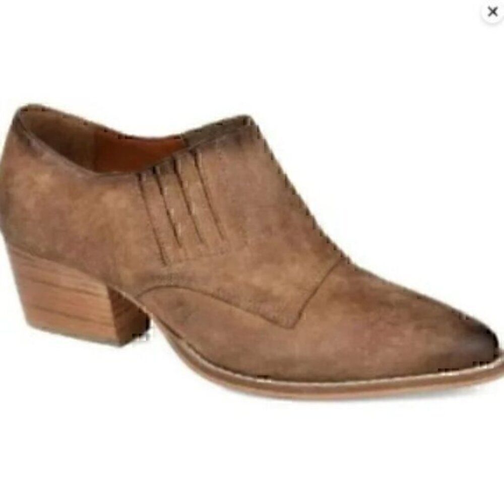 Journee Collection Brown Block Heel Slip On Western Boot Bootie 8.5